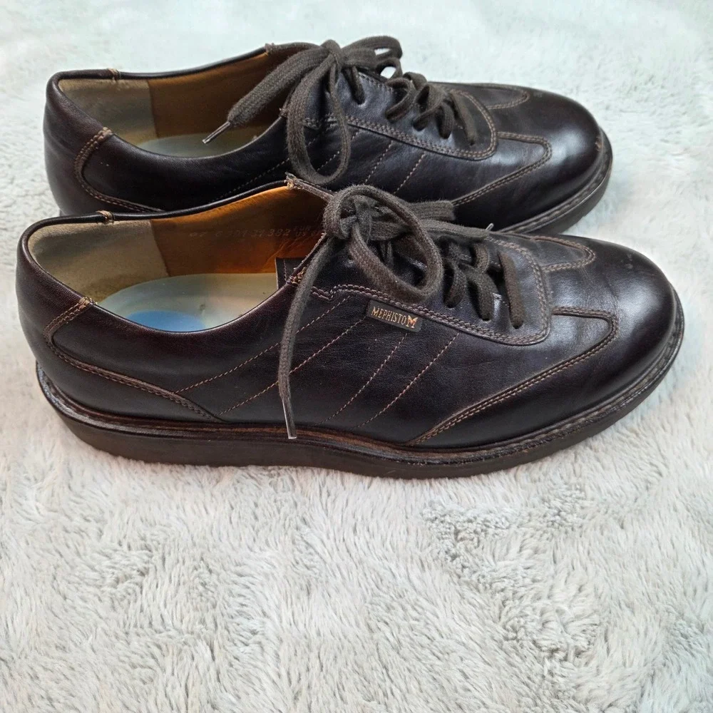 Mephisto Leather Walking Shoes Men 8.5 Dark Brown Oxford Portugal 07 6301 31 382